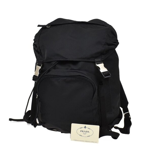 PRADA Logo Tessuto Backpack Bag Nylon Black Nero SHW Italy 31KB063 - Picture 1 of 15